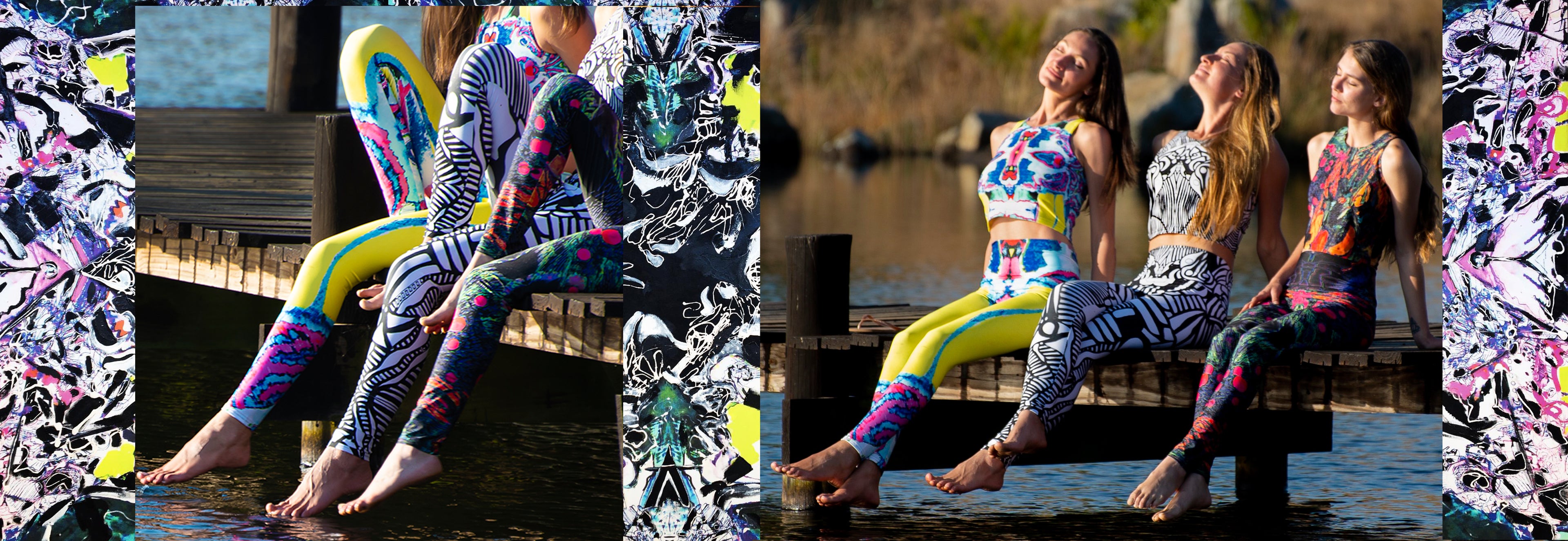 Athleisure Fashion wear Trendy activewear Unique dresses Stylish leggings Fashionable kimonos Art-inspired clothing Contemporary artists collection Performance activewear Designer dresses Yoga leggings Casual dresses Wearable art